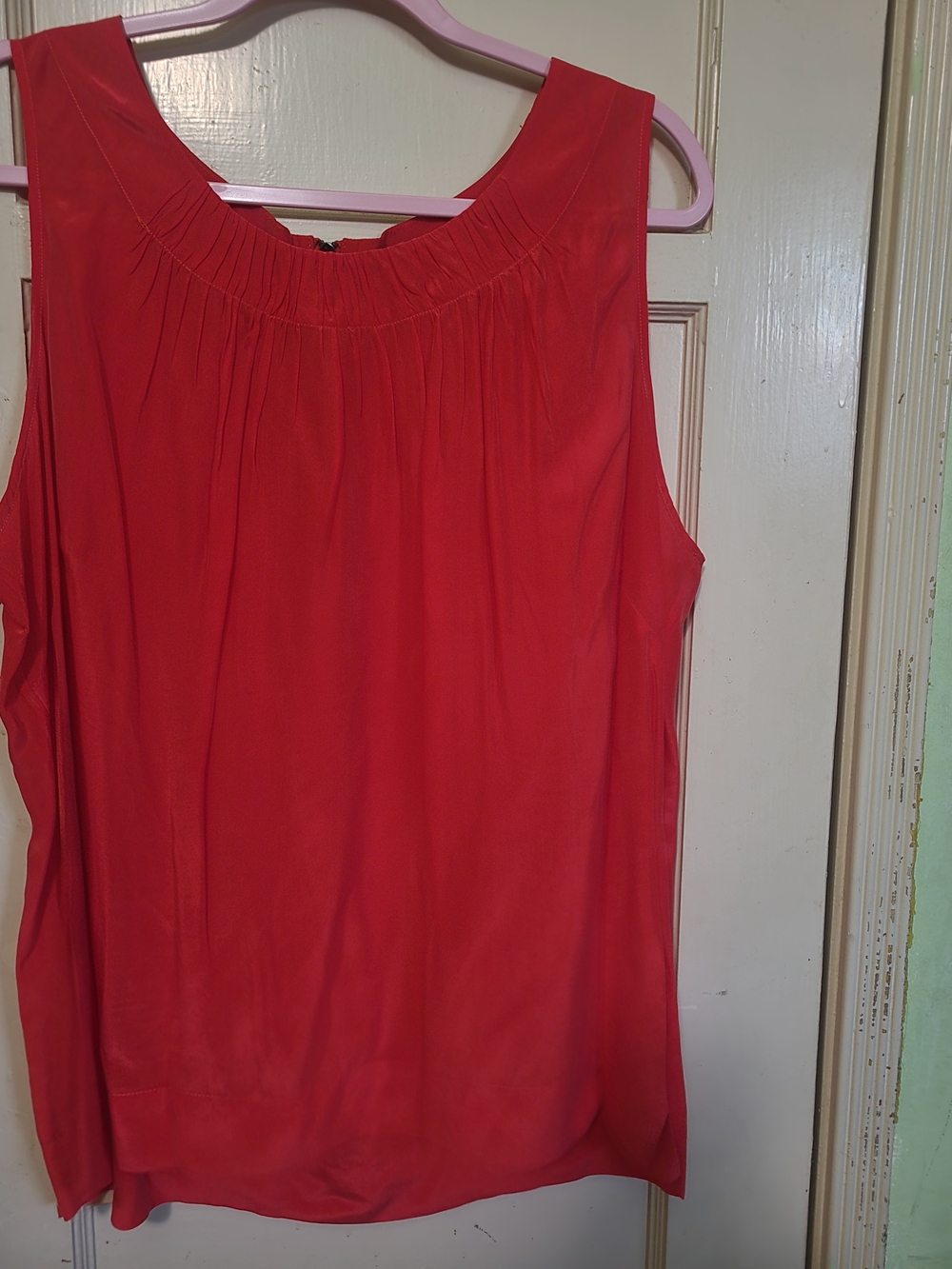 Sejour Red Sleeveless Pleated Yoke Camisole